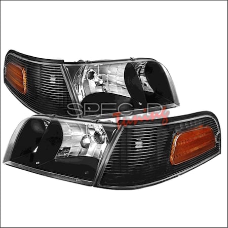 Overtime Euro Headlight with Corner for 98 to 11 Ford Crown Victoria, Black - 10 x 20 x 22 in. OV18283